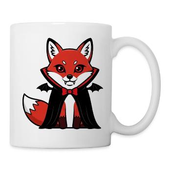 Süßer Halloween Fuchs Vampir Cartoon Chibi Design - Tasse - Weiß - Rechts