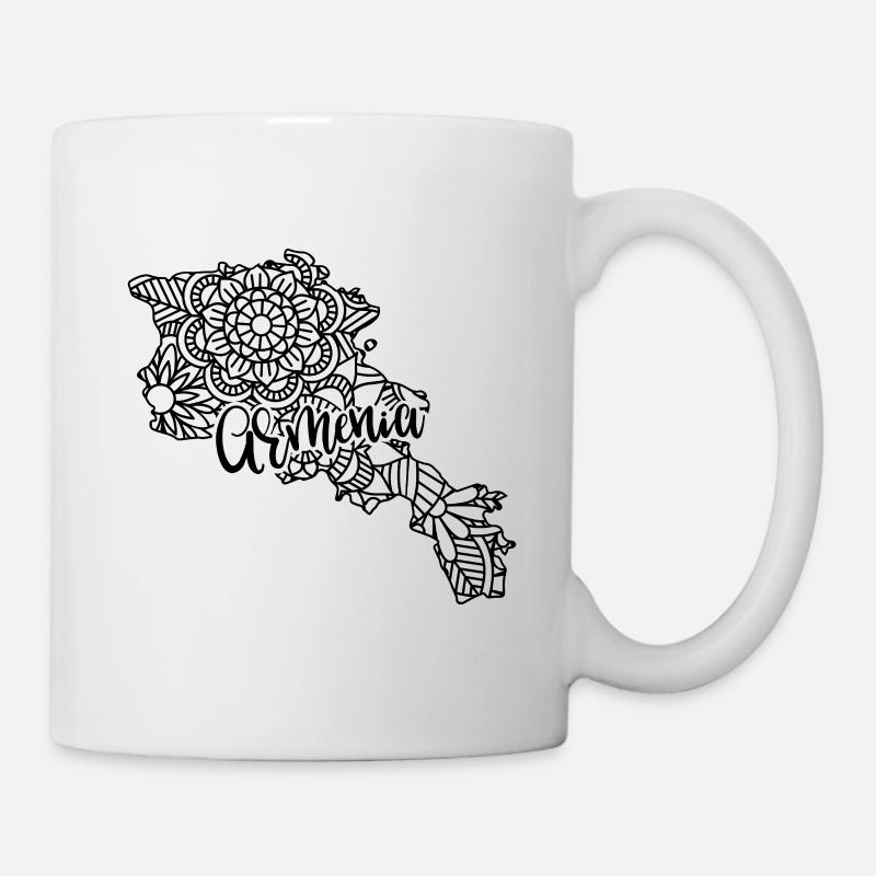Carte Arménie Mandala - Mont Ararat Erevan Voyage - Mug blanc - blanc