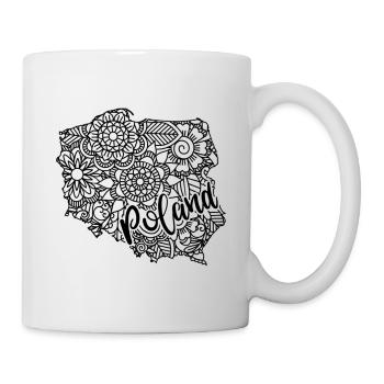 Karte Polen Floral Mandala - Warschau Krakau - Tasse - Weiß - Rechts
