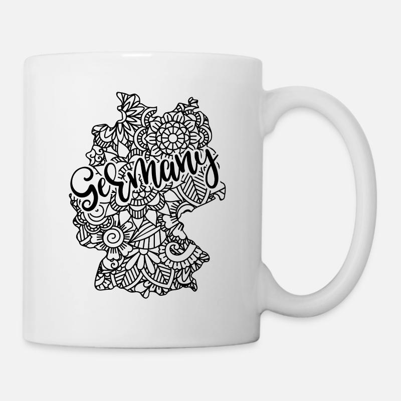 Map Germany Mandala Floral Deutschland - Mug - white