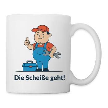 Reparaturheld im Blaumann. Endlich funktioniert es - Tasse - Weiß - Rechts