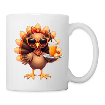 Dinde de Thanksgiving avec lunettes de soleil - Mug blanc - blanc - Droite