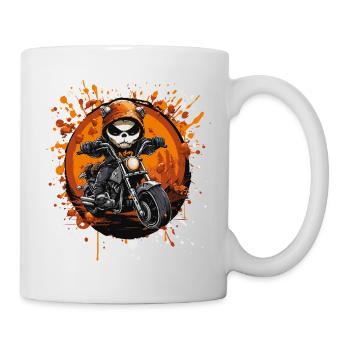 Skelett-Biker im Halloween-Rausch - Tasse - Weiß - Rechts