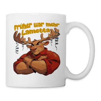 Lametta Elch: Früher war mehr Lametta Hirsch xmas - Tasse - Weiß - Rechts