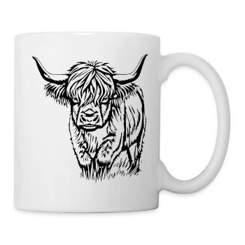 Scottish Highland Cattle T-shirt Gift - Mug - white - Right