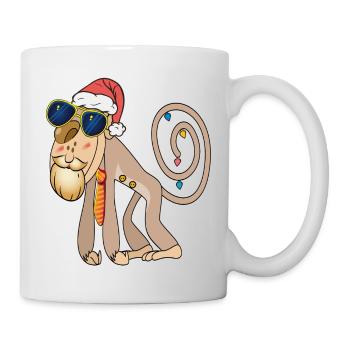 Christmas monkey with sunglasses - Mug - white - Right