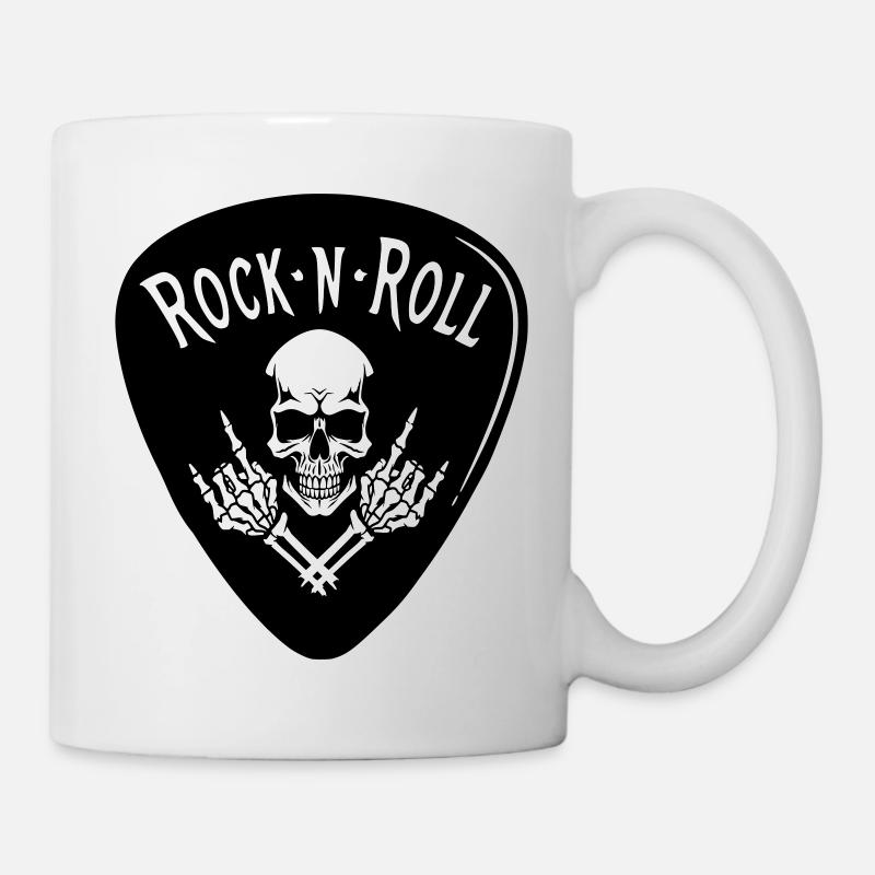 Crâne Rock N Roll Sur Noir - Mug blanc - blanc