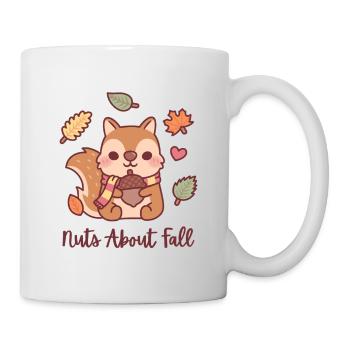 Süßes Eichhörnchen mit Eichelnüssen über den Herbst lustig - Tasse - Weiß - Rechts