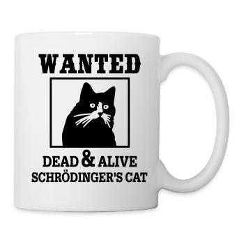 Schrödingers Katze gesucht, Nerdiges Quantenphysik - Tasse - Weiß - Rechts