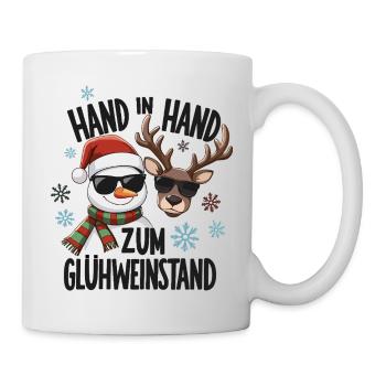 Hand in hand to the mulled wine stand Christmas market - Mug - white - Right