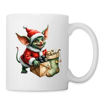 Lutin de Noël vert avec sac - Mug blanc - blanc - Droite