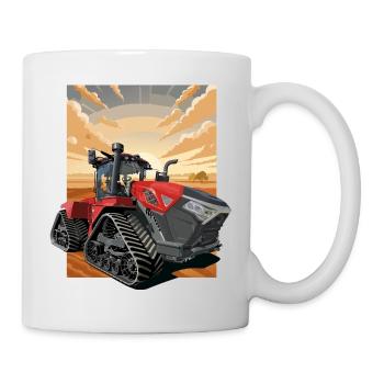 Tractor in sunset with track suspension - Mug - white - Right