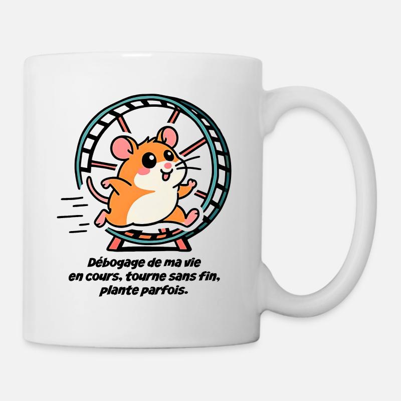 Hamster läuft in seinem Rad - Tasse - Weiß