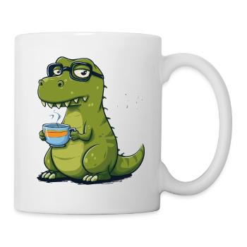 Tea Rex – Lustiger Dinosaurier mit Teetasse - Tasse - Weiß - Rechts