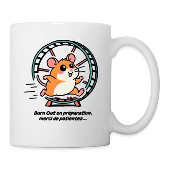 Hamster Running in His Wheel, Burn Out - Mug - white - Right