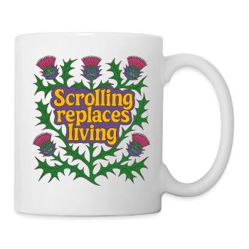 Scrollen ersetzt Wohnen - Tasse - Weiß - Rechts
