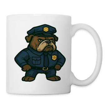 Dessin animé d’officier de police bouledogue - Mug blanc - blanc - Droite
