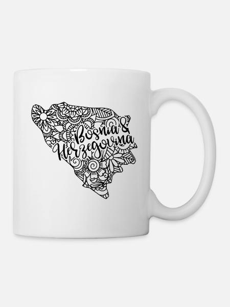 Bosnia & Herzegovina Map Mandala Sarajevo - Mug - white