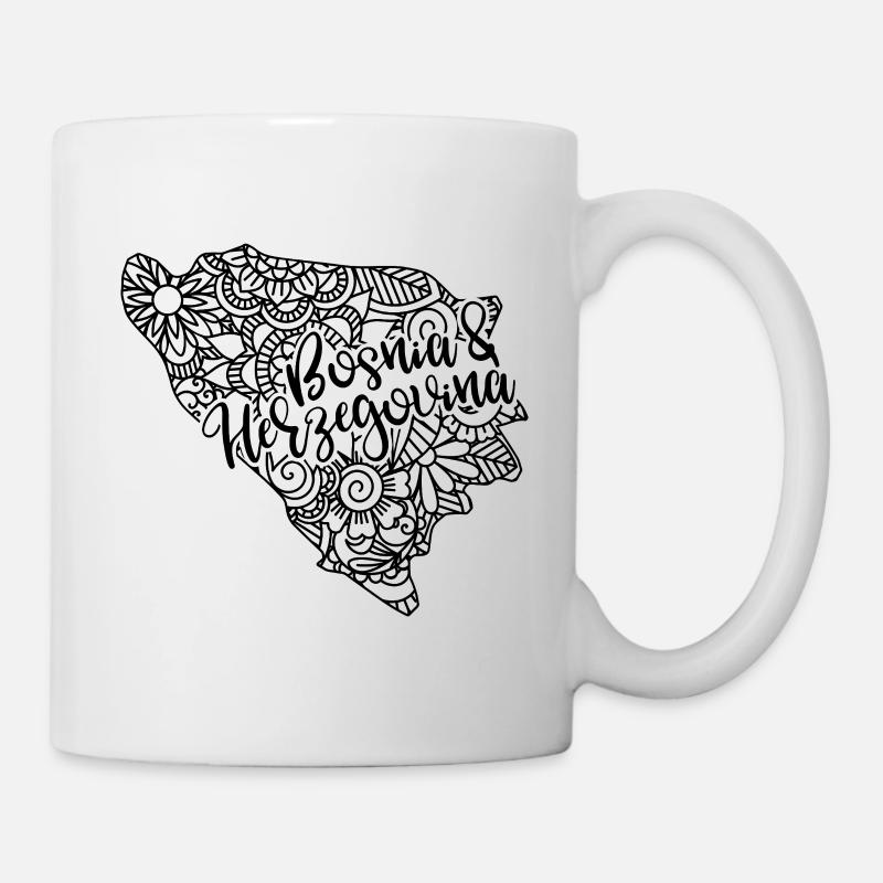 Bosnia & Herzegovina Map Mandala Sarajevo - Mug - white