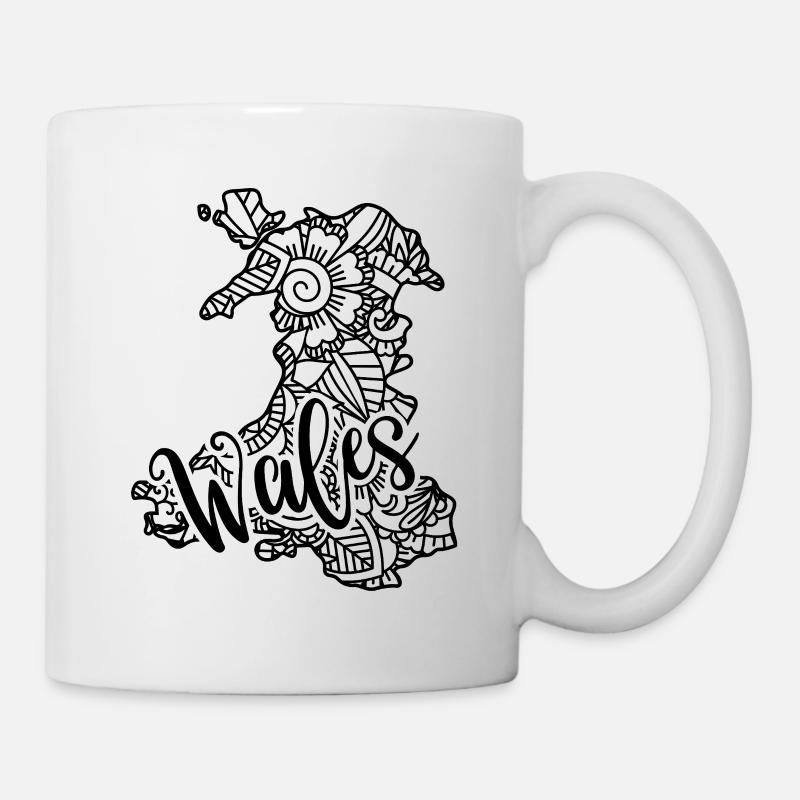 Wales Welsh Dragon Mandala Map - Mug - white