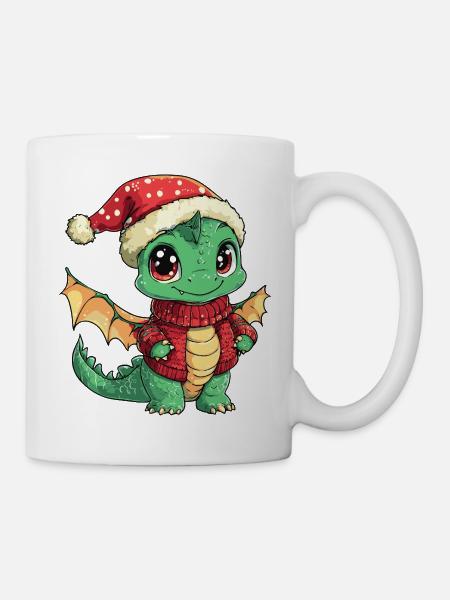 Drache Weihnachten - Tasse - Weiß