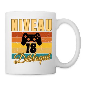 Level 18 Years Birthday Gamer Vintage Humor - Mug blanc - blanc - Droite