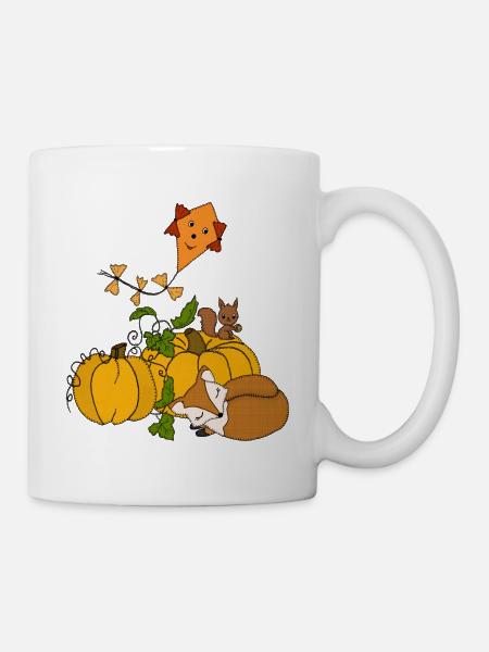 10_Kuerbis_im_Herbst - Tasse - Weiß