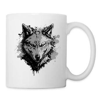Grauer Wolf – Starkes Tiermotiv - Tasse - Weiß - Rechts