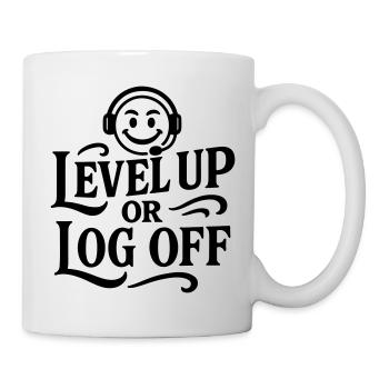 Level Up retro Shirt Smiley Gamer Zocker spruch - Mug - white - Right