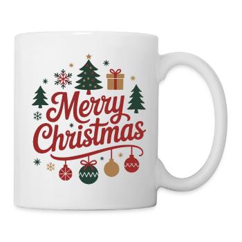 Merry Christmas lettering with baubles - Mug - white - Right