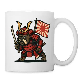 Samurai Bulldogge Krieger Japan Rüstung Design - Tasse - Weiß - Rechts