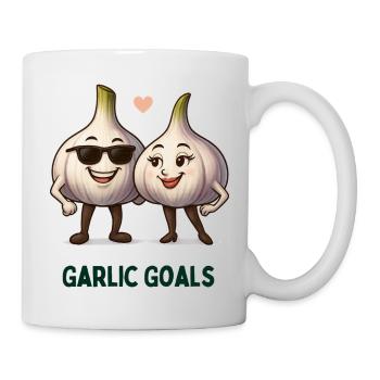 Garlic Goals Paar Knoblauch karikatur  - Tasse - Weiß - Rechts