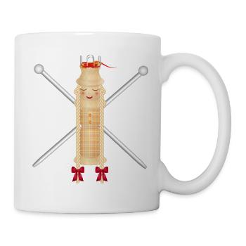 Poupée à tricoter avec des aiguilles à tricoter – Motif créatif - Mug blanc - blanc - Droite