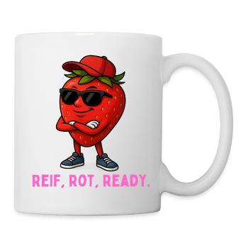 Ripe Red Ready Strawberry Mascot - Mug - white - Right