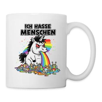 Je déteste les gens Licorne Vomir Arc-en-ciel Drôle - Mug blanc - blanc - Droite