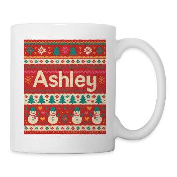 Festlicher Name Ashley Hässlicher Weihnachtsstil, Weihnachten - Tasse - Weiß - Rechts