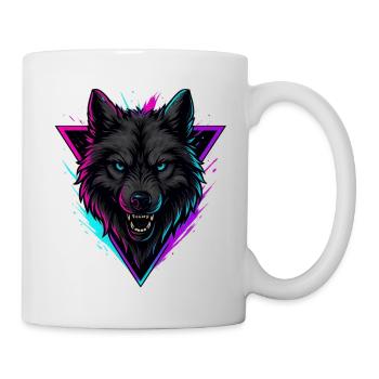 Loup néon en triangle rose violet - Mug blanc - blanc - Droite