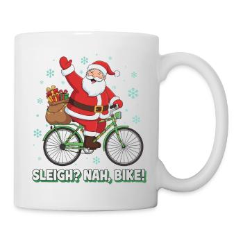 Santa Claus on a bicycle - Mug - white - Right
