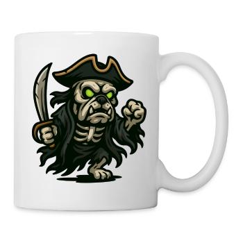 Undead Bulldog Pirate Skeleton Glow Cartoon Art - Mug - white - Right