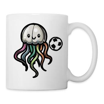 Qualle Fußball Comic - Tasse - Weiß - Rechts