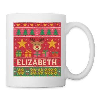 Festlicher Name Elizabeth Hässlicher Weihnachtsstil, Weihnachten - Tasse - Weiß - Rechts