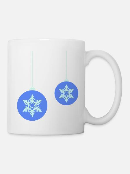Weihnachtskugel Schneeflocken Blau Ornament - Tasse - Weiß