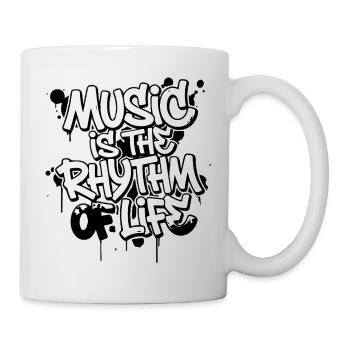 Musique Rythme de vie Typographie - Mug blanc - blanc - Droite