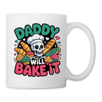 Papa le fera cuire. Drôle de squelette boulanger design - Mug blanc - blanc - Droite