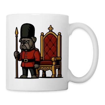 Cartoon britannique du Garde Royal Bulldog avec le Trône - Mug blanc - blanc - Droite