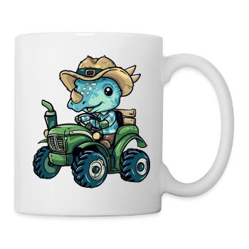 Dinosaurier triceratops Traktor Farmer - Tasse - Weiß - Rechts