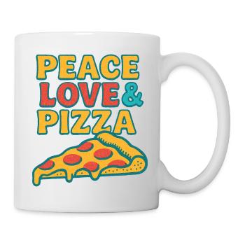 Peace Love Pizza Retro Tee - Mug - white - Right