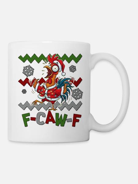 Ugly Christmas Sweater F-CAW-F Chicken - Mug - white