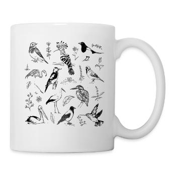 Birds Lovers, Retro Bird Tattoo - Mug - white - Right