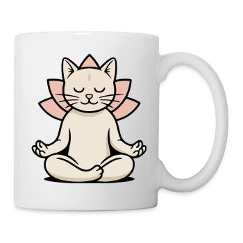 Zen Yoga Cat in Lotus Position - Mindful & Sweet - Mug - white - Right